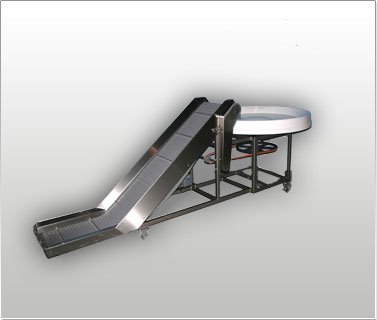 Packaging Incline Conveyor with Pack Off Turntable